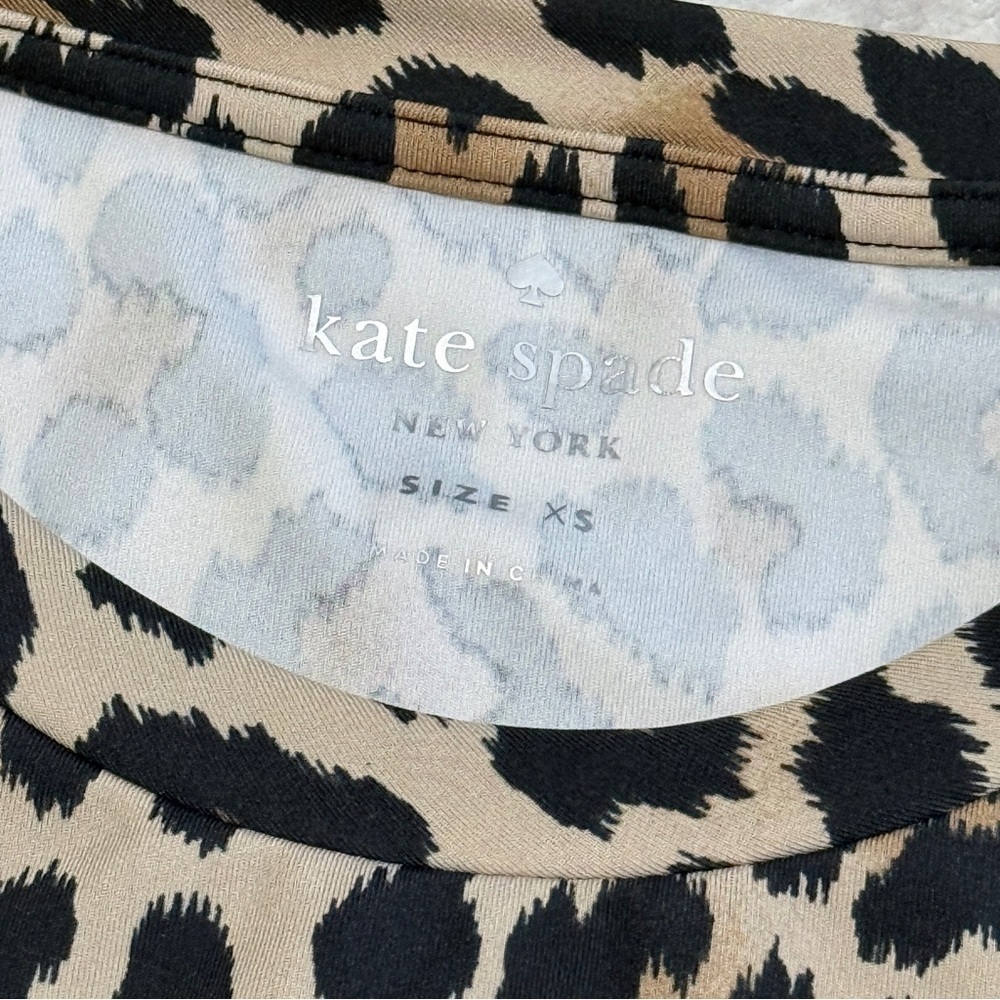 Kate Spade Active Performance Ruffle Top XS Leopard Print - Picture 2 of 5